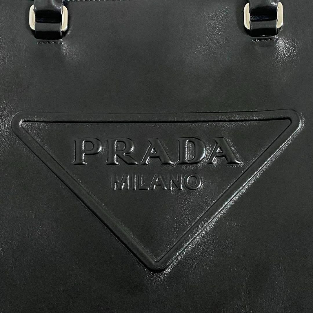 PRADA - PRADA / レザートートバッグ ブラック トライアングル PRADA - PRADA / レザートートバッグ ブラック トライアングル