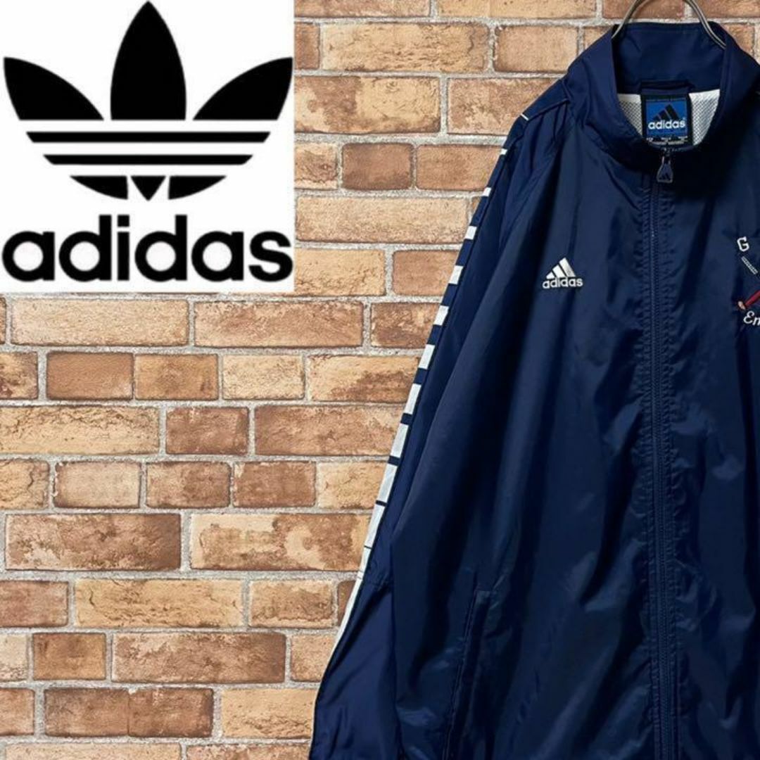 adidas - アディダス ナイロンジャケット M ネイビー 刺繍ロゴ adidas - アディダス ナイロンジャケット M ネイビー 刺繍ロゴ