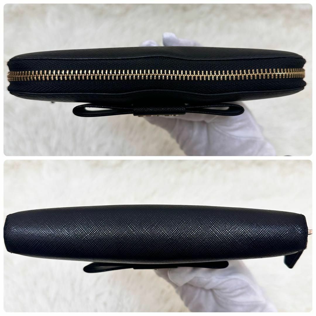 PRADA - 【美品】プラダ 長財布 ラウンドファスナー リボン 金 PRADA - 【美品】プラダ 長財布 ラウンドファスナー リボン 金