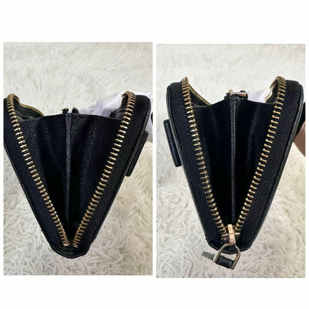 PRADA - 【美品】プラダ 長財布 ラウンドファスナー リボン 金 PRADA - 【美品】プラダ 長財布 ラウンドファスナー リボン 金