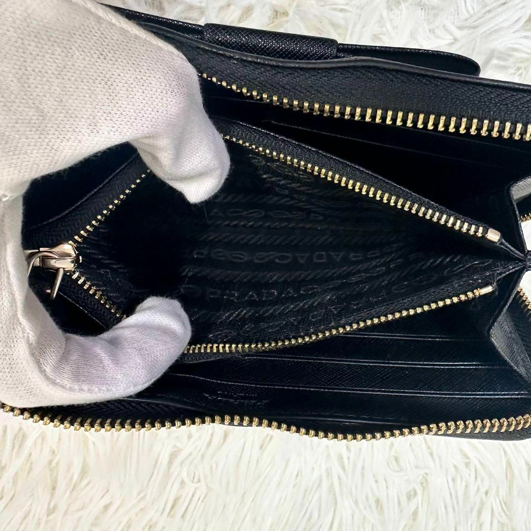 PRADA - 【美品】プラダ 長財布 ラウンドファスナー リボン 金 PRADA - 【美品】プラダ 長財布 ラウンドファスナー リボン 金