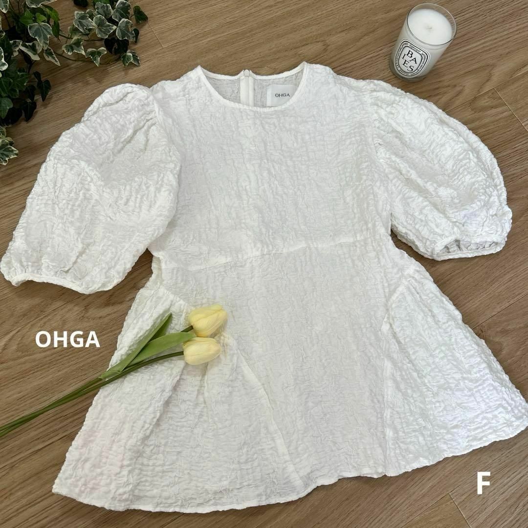 OHGA オオガ POWANブラウス Fフリー ホワイト 半袖トップス OHGA オオガ POWANブラウス Fフリー ホワイト 半袖トップス