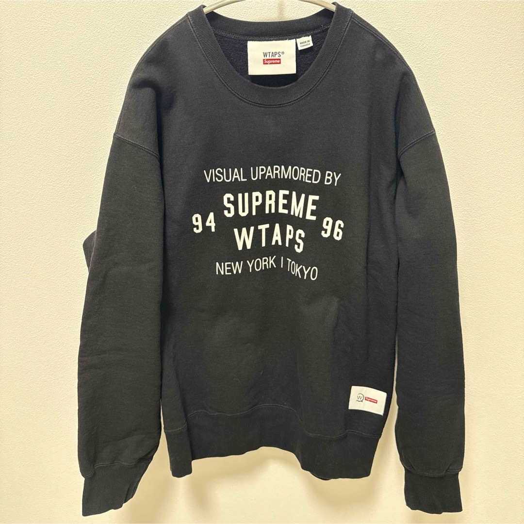 Supreme - Supreme WTAPS crewneck 黒 スウェット トレーナーの Supreme - Supreme WTAPS crewneck 黒 スウェット トレーナーの