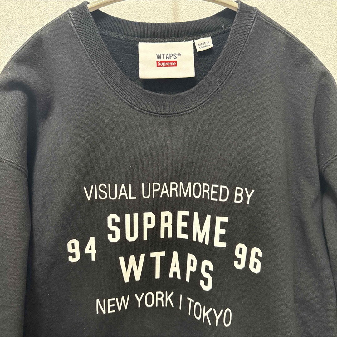 Supreme - Supreme WTAPS crewneck 黒 スウェット トレーナーの Supreme - Supreme WTAPS crewneck 黒 スウェット トレーナーの
