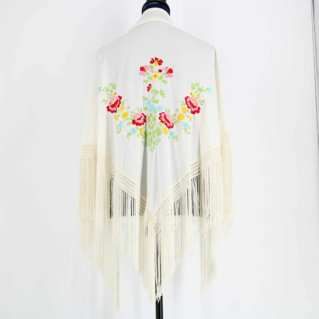 フラメンコ衣装】ホワイト シージョ マントン 白 花柄 刺繍 フラメンコ衣装】ホワイト シージョ マントン 白 花柄 刺繍