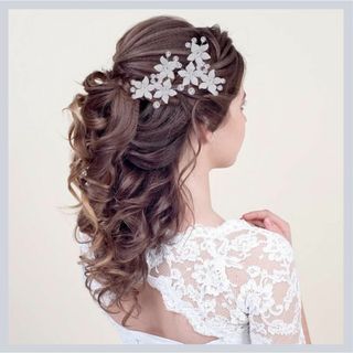 ヘアピン 5本 パール ベッドドレス フォーマル Uピン 髪飾り 花 エレガント(ヘアピン)