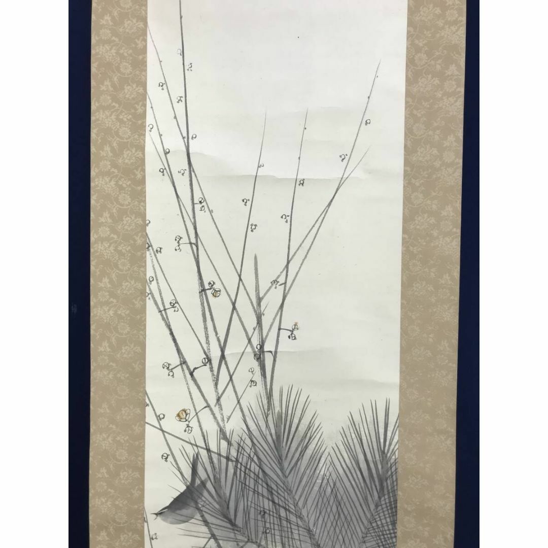 真作/春峰/早春図/松に蝋梅鴬図/花鳥図/鶯/小禽/掛軸☆宝船☆AF 真作/春峰/早春図/松に蝋梅鴬図/花鳥図/鶯/小禽/掛軸☆宝船☆AF