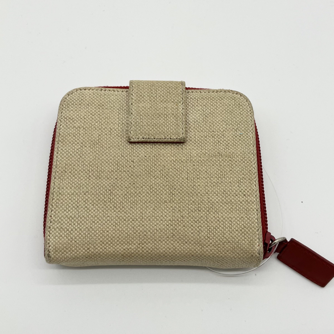 PRADA - PRADA 二つ折り財布 ベージュ/レッドの通販 by flower PRADA - PRADA 二つ折り財布 ベージュ/レッドの通販 by flower