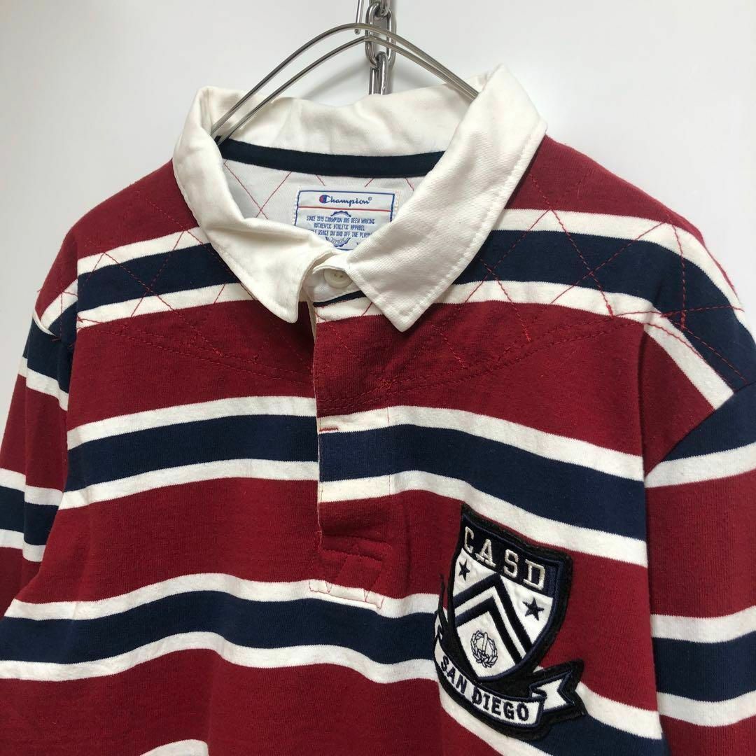 Champion ラガーシャツ 長袖ポロシャツ ボーダー メンズXLの通販 Champion ラガーシャツ 長袖ポロシャツ ボーダー メンズXLの通販