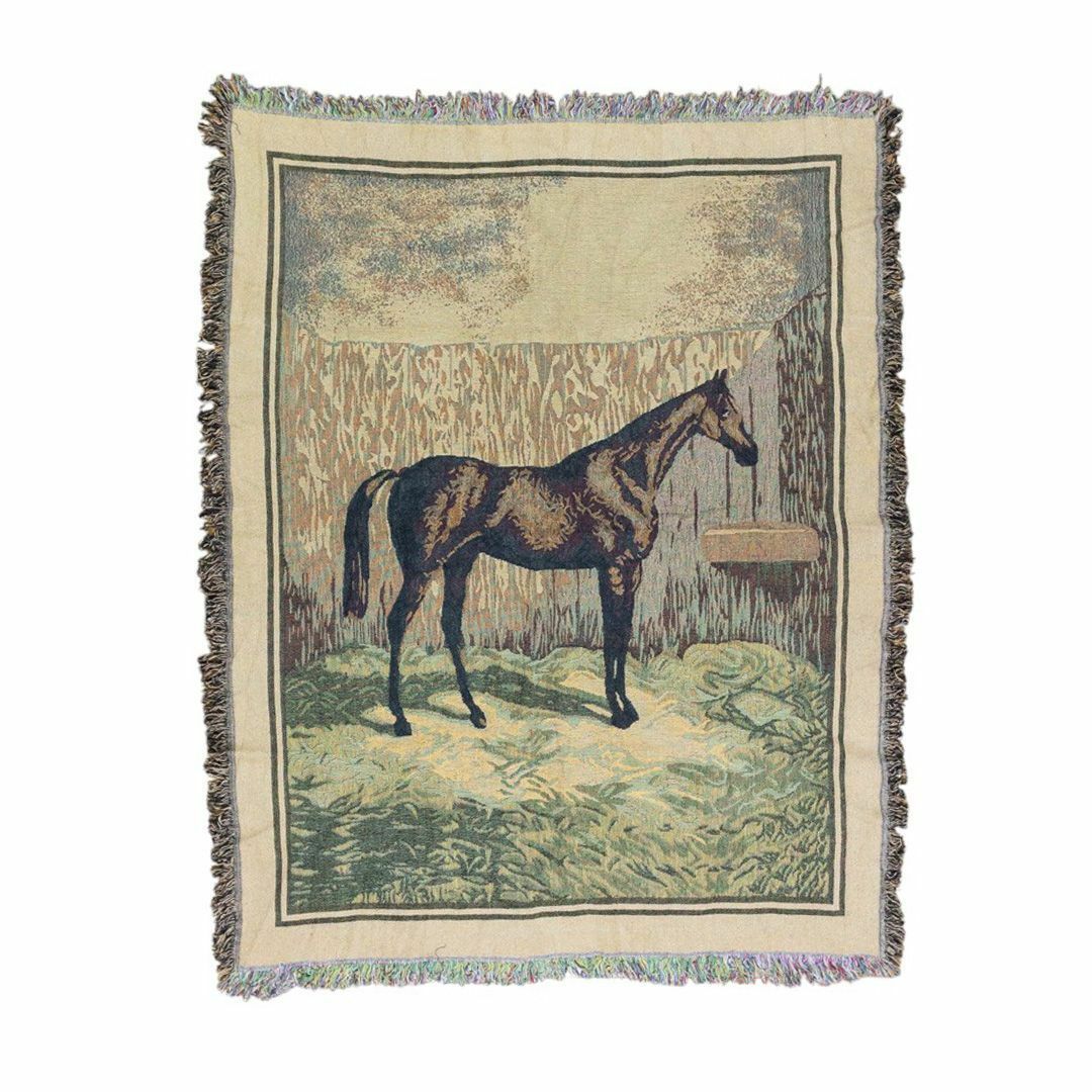 VINTAGE - vintageラグ カーペット 馬 ホース 厩舎 アート1261の VINTAGE - vintageラグ カーペット 馬 ホース 厩舎 アート1261の