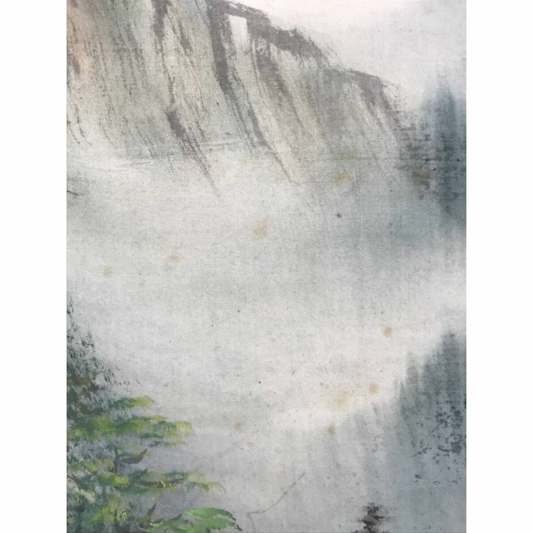 真作/白樹/彩色山水図/山家漁舟図/山水図/漁師/横物/掛軸☆宝船 真作/白樹/彩色山水図/山家漁舟図/山水図/漁師/横物/掛軸☆宝船