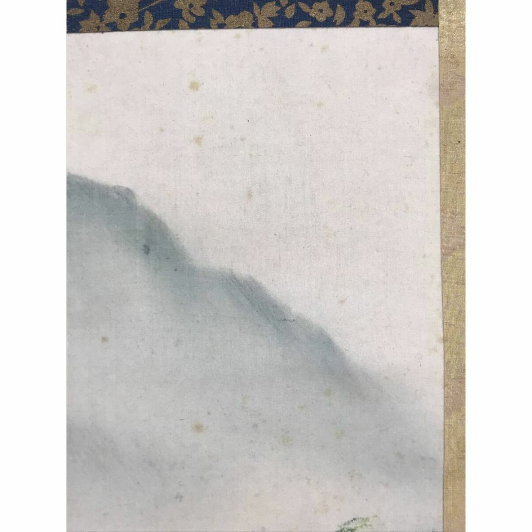 真作/白樹/彩色山水図/山家漁舟図/山水図/漁師/横物/掛軸☆宝船 真作/白樹/彩色山水図/山家漁舟図/山水図/漁師/横物/掛軸☆宝船