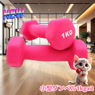 #558 小型 ダンベル 1kg 2個セット ピンク ※北海道沖縄離島配送料別(トレーニング用品)