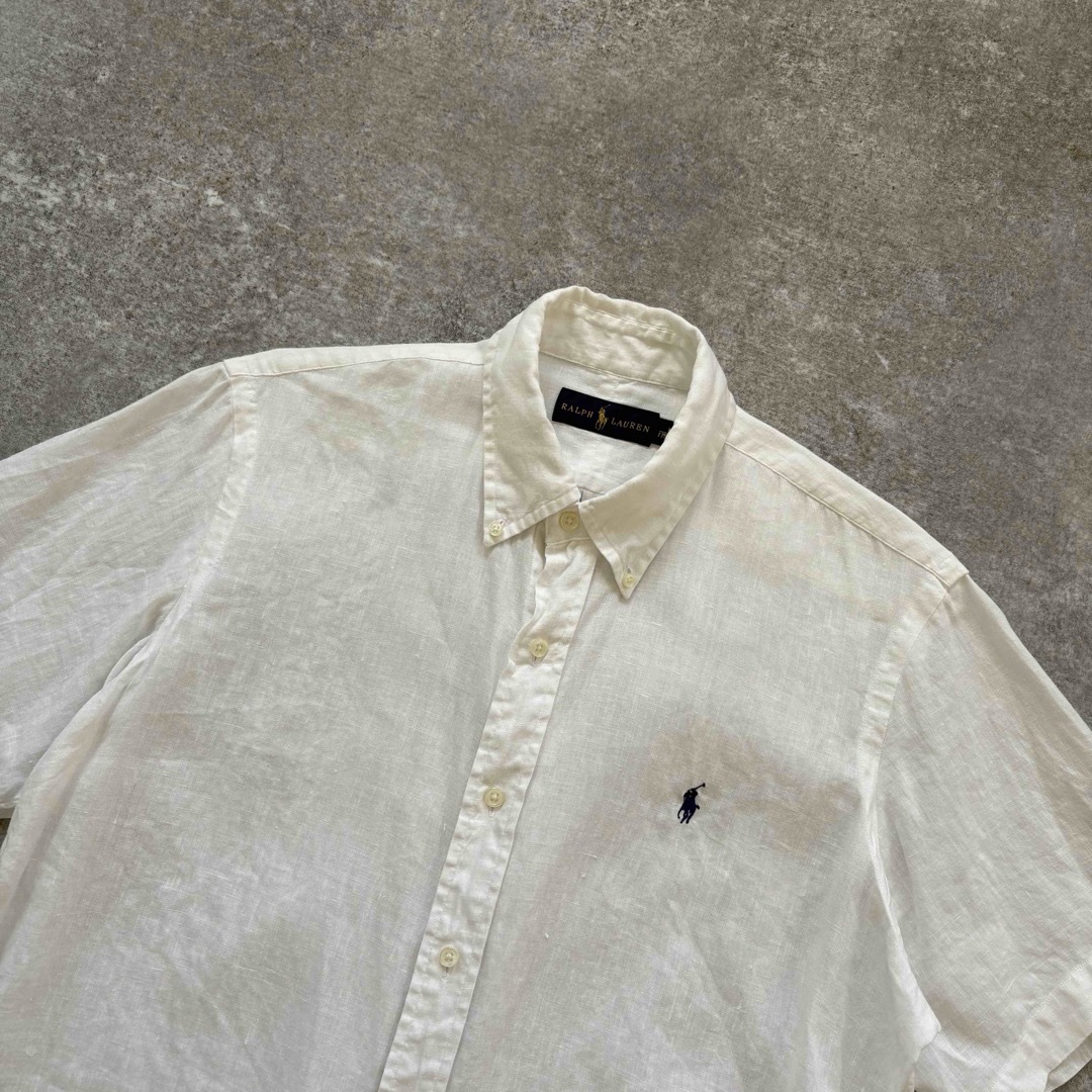 RALPH LAUREN】 ポロラルフローレン リネン 半袖シャツ 刺繍ロゴ