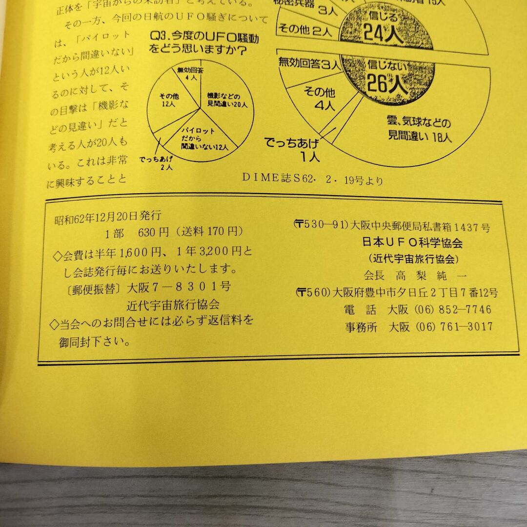 日本UFO科学協会 No.89 空飛ぶ円盤研究 昭和62年 1987年 高梨 日本UFO科学協会 No.89 空飛ぶ円盤研究 昭和62年 1987年 高梨