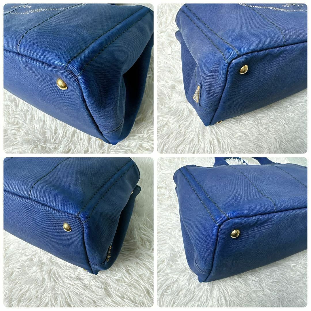 PRADA - プラダ カナパ 2way 大容量 ハンドバッグ デニム ブルー PRADA - プラダ カナパ 2way 大容量 ハンドバッグ デニム ブルー
