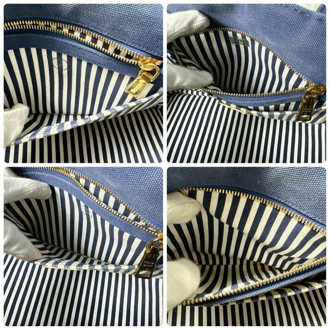 PRADA - プラダ カナパ 2way 大容量 ハンドバッグ デニム ブルー PRADA - プラダ カナパ 2way 大容量 ハンドバッグ デニム ブルー