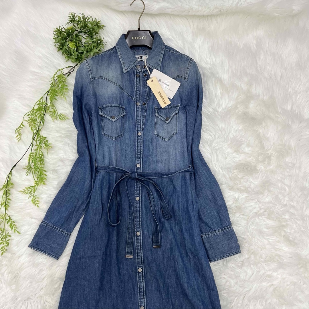 DIESEL - DIESEL ディーゼル デニム シャツ ロング ワンピース DIESEL - DIESEL ディーゼル デニム シャツ ロング ワンピース