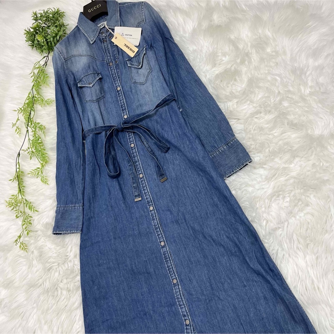 DIESEL - DIESEL ディーゼル デニム シャツ ロング ワンピース DIESEL - DIESEL ディーゼル デニム シャツ ロング ワンピース