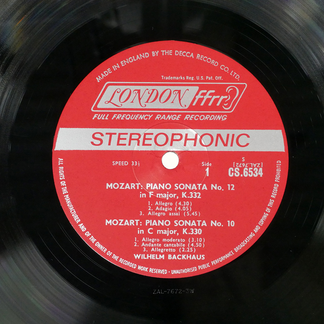 UK盤 バックハウス/モーツァルト ピアノソナタ K.282, 283, 330 UK盤 バックハウス/モーツァルト ピアノソナタ K.282, 283, 330