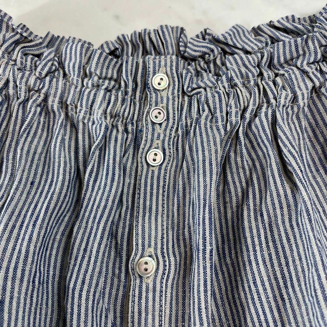 nest Robe - 美品♪nest Robe 先染めリネン ストライプ フリル nest Robe - 美品♪nest Robe 先染めリネン ストライプ フリル