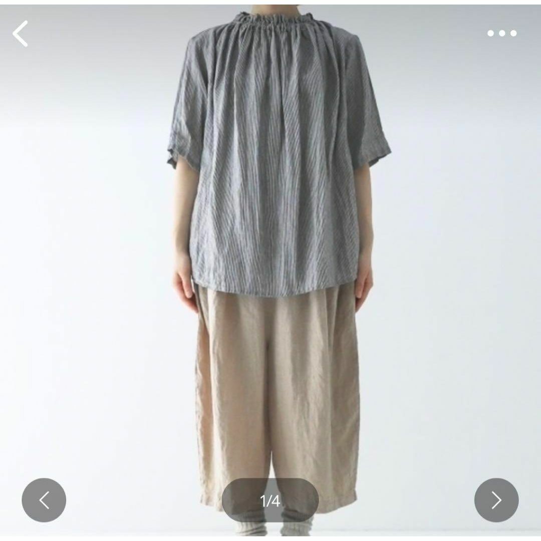 nest Robe - 美品♪nest Robe 先染めリネン ストライプ フリル nest Robe - 美品♪nest Robe 先染めリネン ストライプ フリル