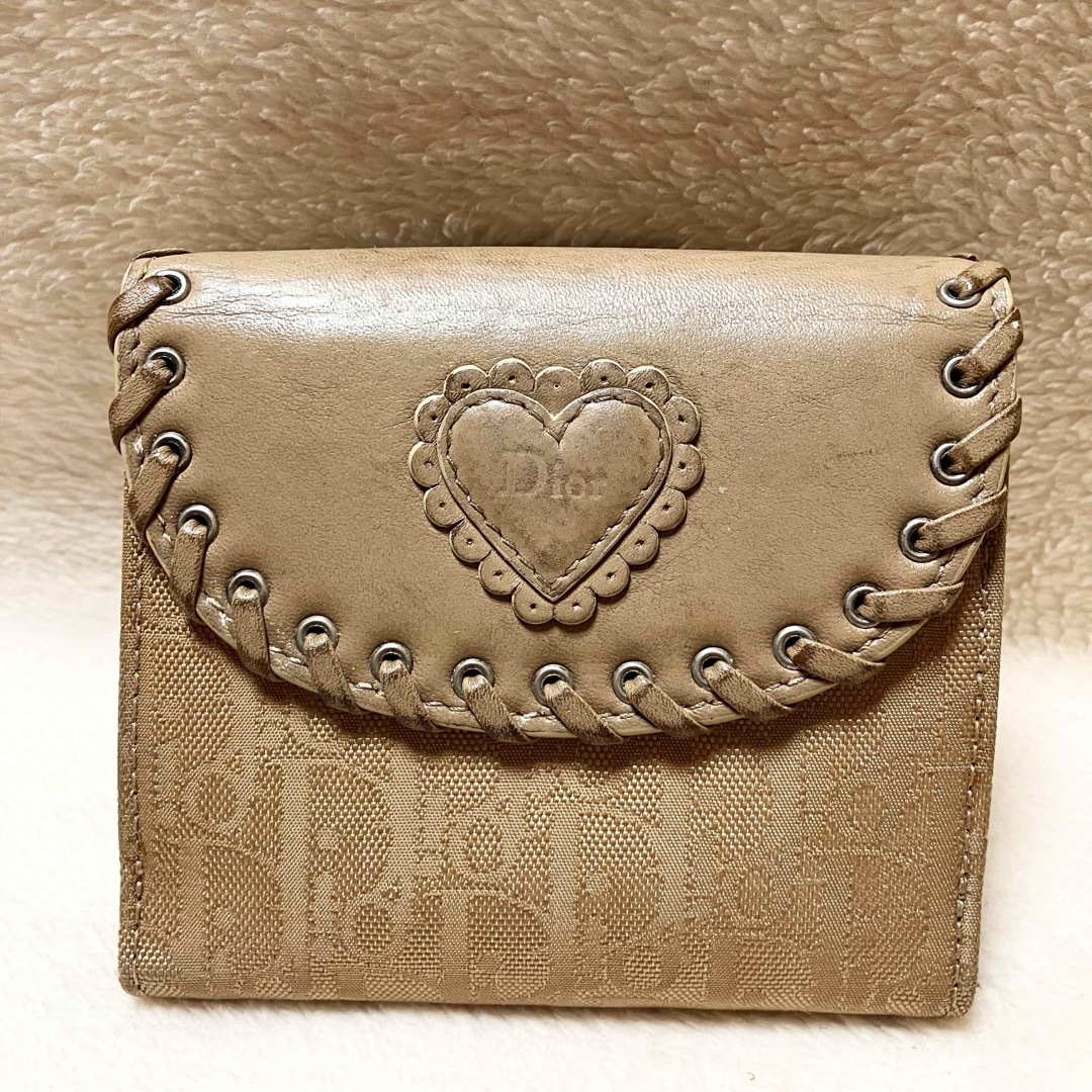 Christian Dior - Dior ベージュ トロッター柄 三つ折り財布 Christian Dior - Dior ベージュ トロッター柄 三つ折り財布