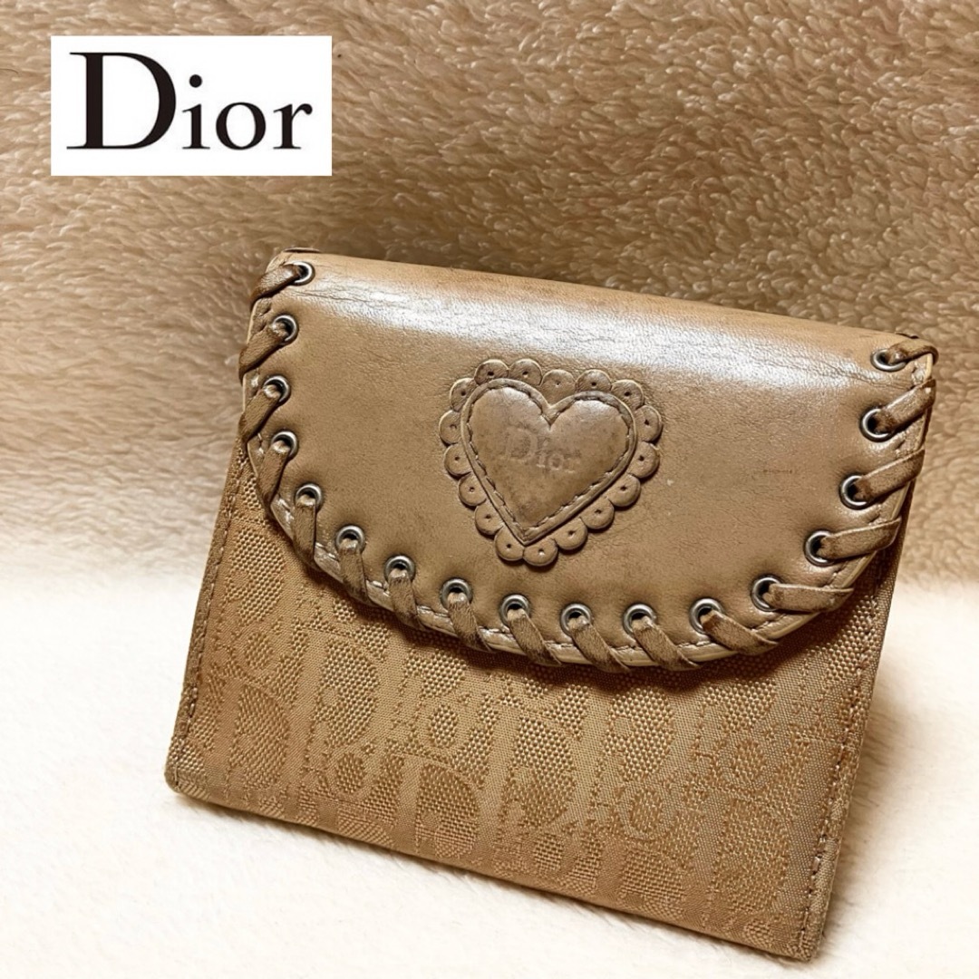 Christian Dior - Dior ベージュ トロッター柄 三つ折り財布 Christian Dior - Dior ベージュ トロッター柄 三つ折り財布