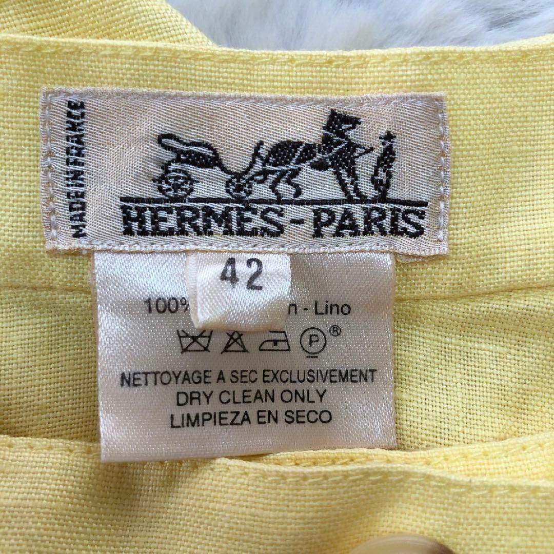 HERMES - HERMES*エルメス リネン100% 巻きスカート フレア HERMES - HERMES*エルメス リネン100% 巻きスカート フレア