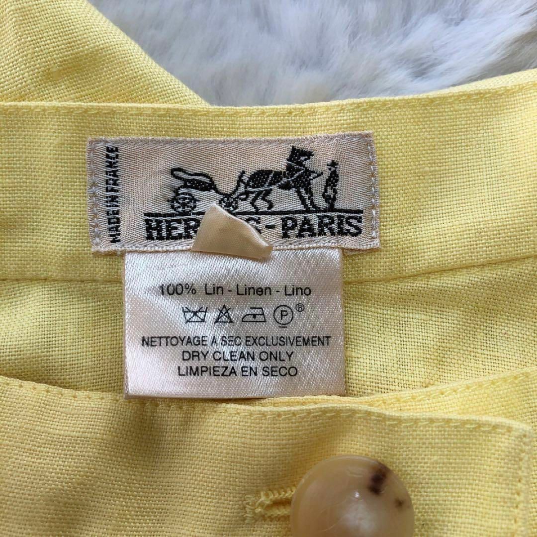 HERMES - HERMES*エルメス リネン100% 巻きスカート フレア HERMES - HERMES*エルメス リネン100% 巻きスカート フレア