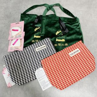 ポーチ 綿 千鳥柄 モノトーン オレンジ 収納 メイクポーチ 小物入 旅行 2個(旅行用品)