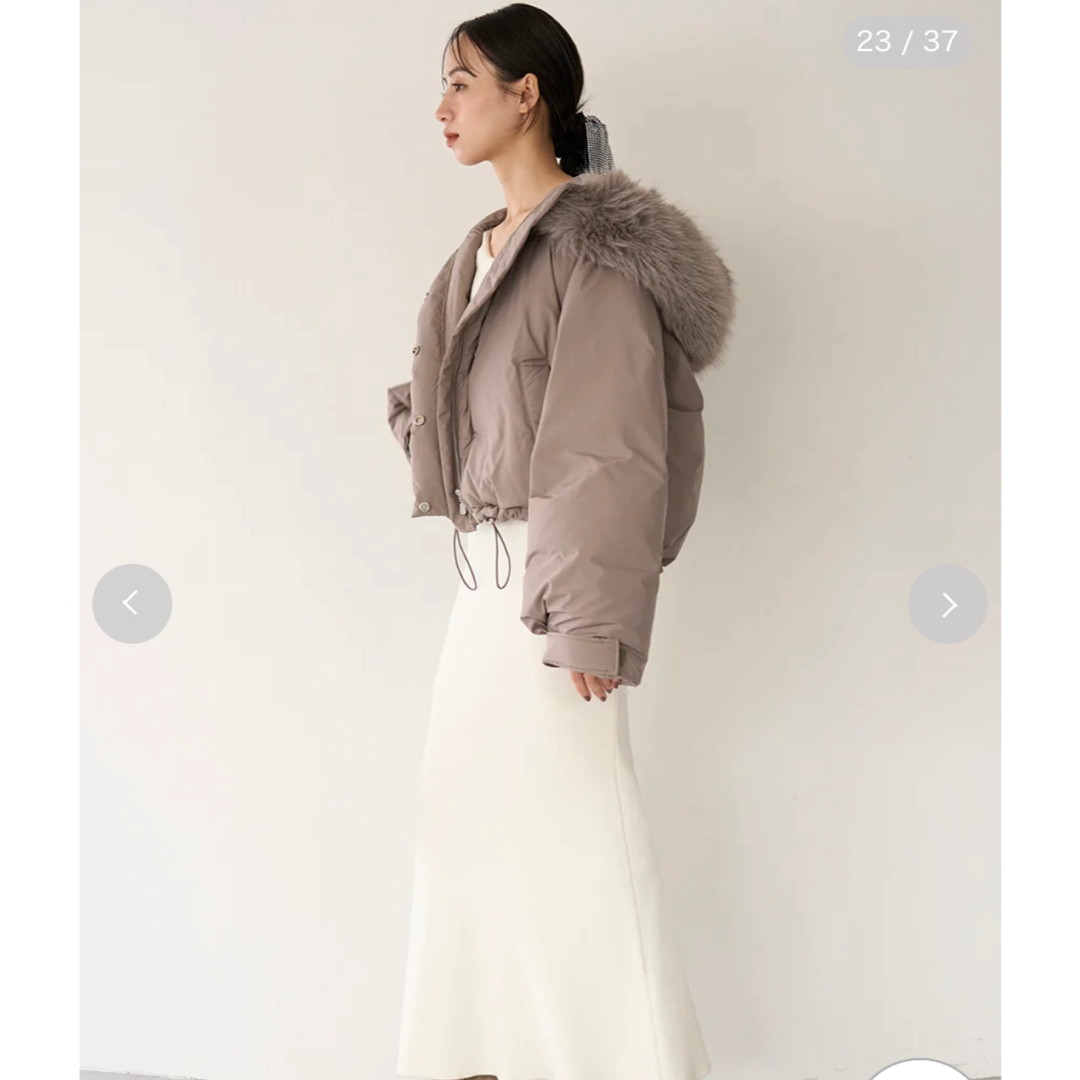 SNIDEL - SNIDEL フードファーショートダウン モカ 西川コラボの SNIDEL - SNIDEL フードファーショートダウン モカ 西川コラボの