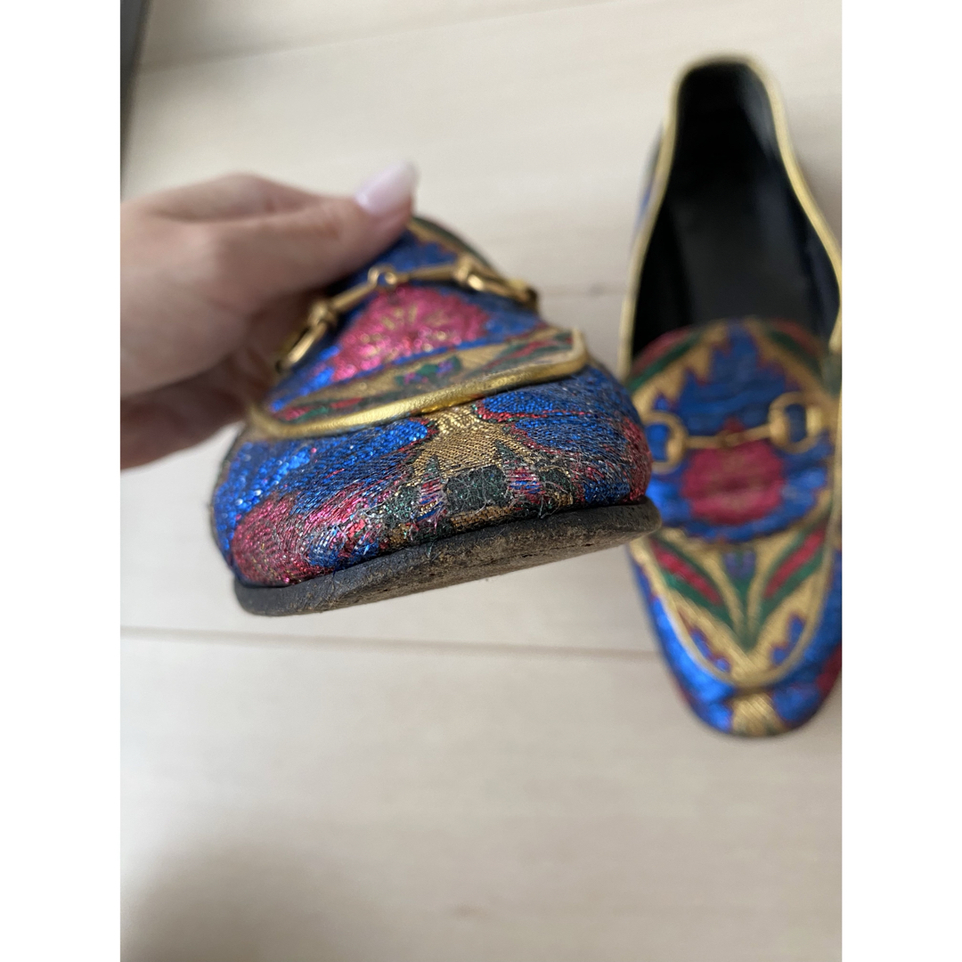 GUCCI - GUCCI ヨルダーン メタリック ホースビット フラット GUCCI - GUCCI ヨルダーン メタリック ホースビット フラット