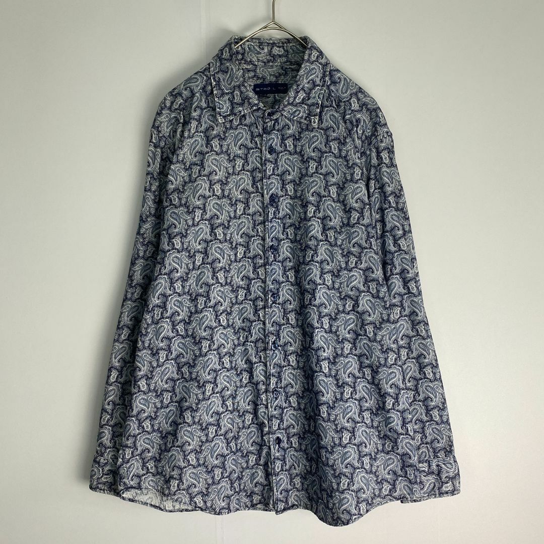 ETRO - 美品 エトロ 長袖シャツ ETRO ペイズリー 総柄 ブルー L ETRO - 美品 エトロ 長袖シャツ ETRO ペイズリー 総柄 ブルー L