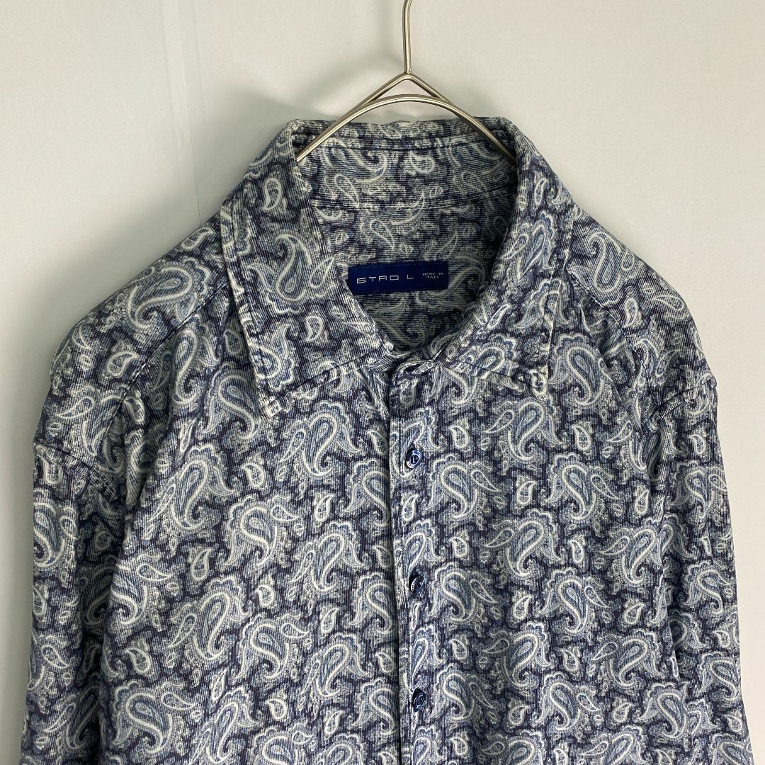 ETRO - 美品 エトロ 長袖シャツ ETRO ペイズリー 総柄 ブルー L ETRO - 美品 エトロ 長袖シャツ ETRO ペイズリー 総柄 ブルー L