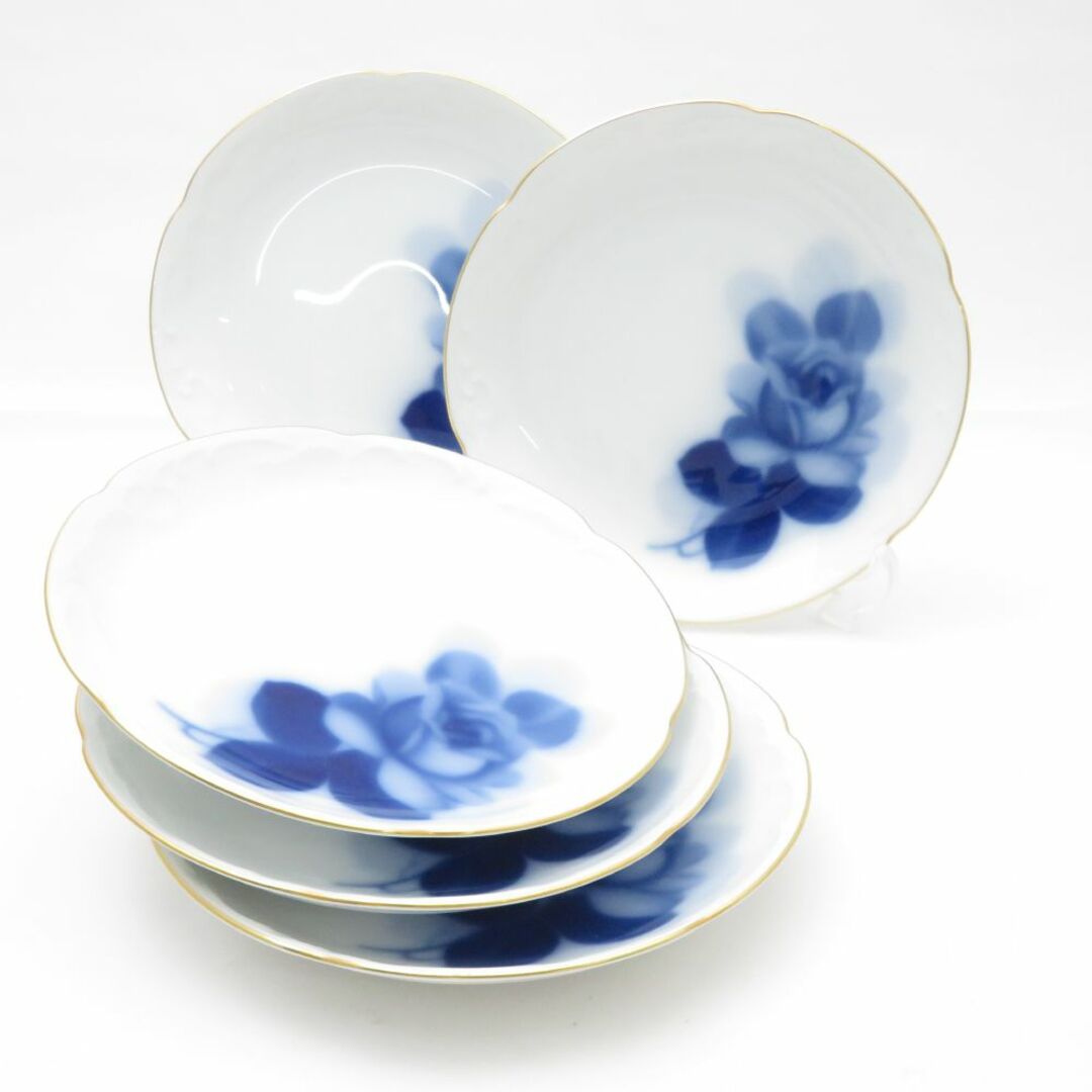 美品 OKURA 大倉陶園 ブルーローズ 8211 銘々皿 5枚 セット 15cm 美品 OKURA 大倉陶園 ブルーローズ 8211 銘々皿 5枚 セット 15cm