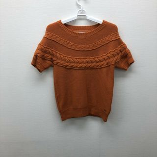 トミーヒルフィガー(TOMMY HILFIGER)の【TOMMYHILFIGER】トミーヒルフィガー　トップス　ニット　半袖　茶系　Sサイズ　オレンジ　レディース(ニット/セーター)