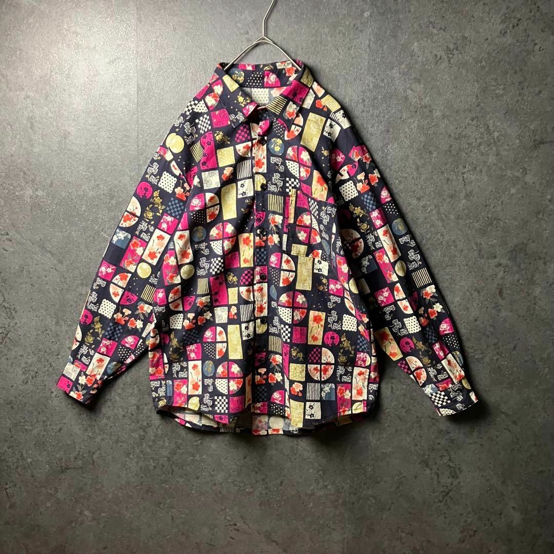VINTAGE - long-sleeved shirt 長袖シャツ 柄シャツ 和柄 花柄の VINTAGE - long-sleeved shirt 長袖シャツ 柄シャツ 和柄 花柄の