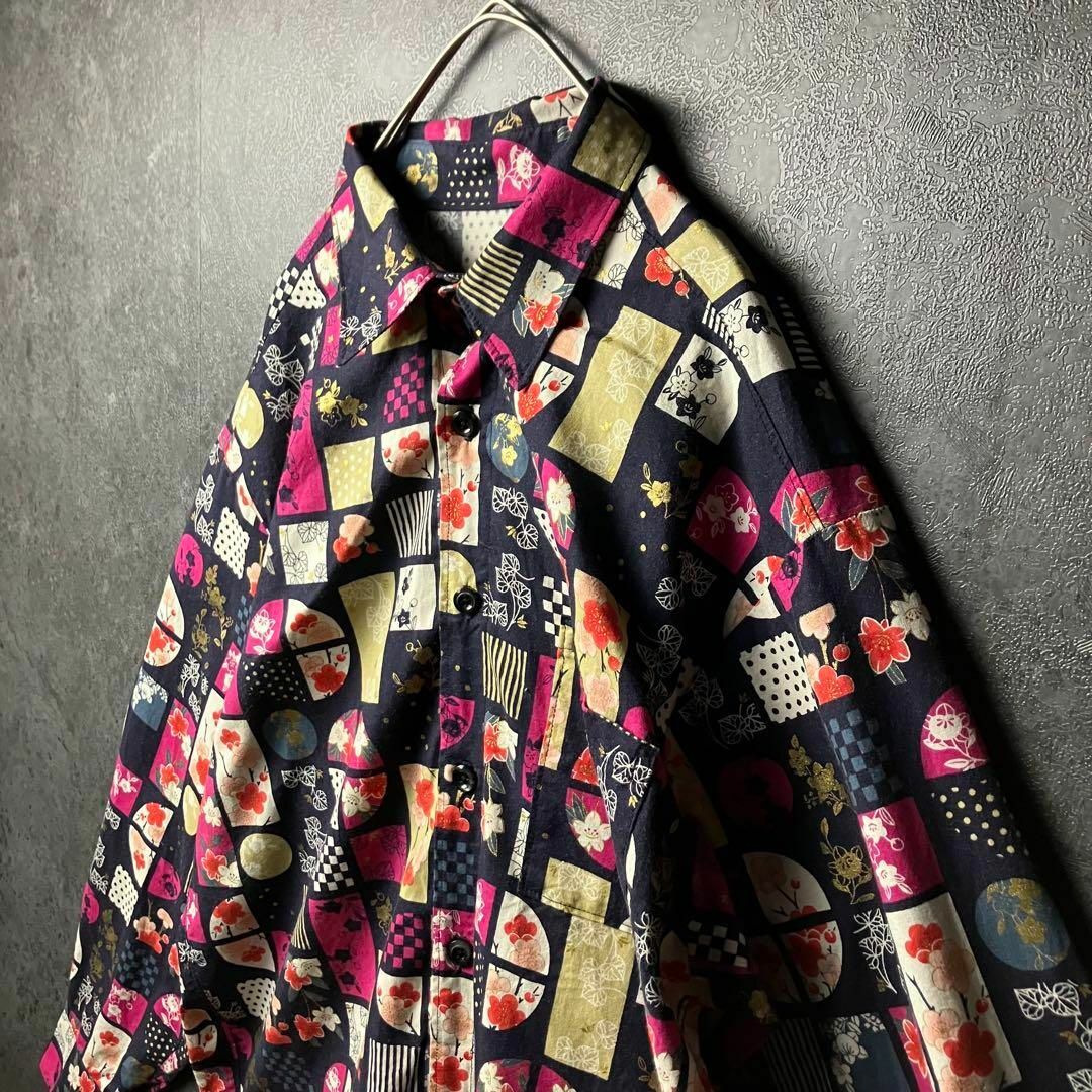 VINTAGE - long-sleeved shirt 長袖シャツ 柄シャツ 和柄 花柄の VINTAGE - long-sleeved shirt 長袖シャツ 柄シャツ 和柄 花柄の