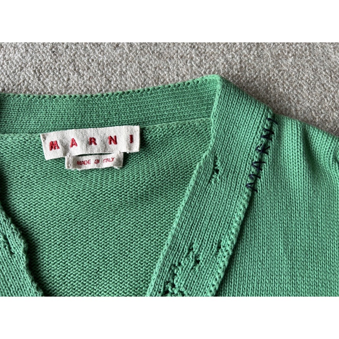 MARNI - MARNI マルニ ダメージ ニットカーディガン グリーンの MARNI - MARNI マルニ ダメージ ニットカーディガン グリーンの
