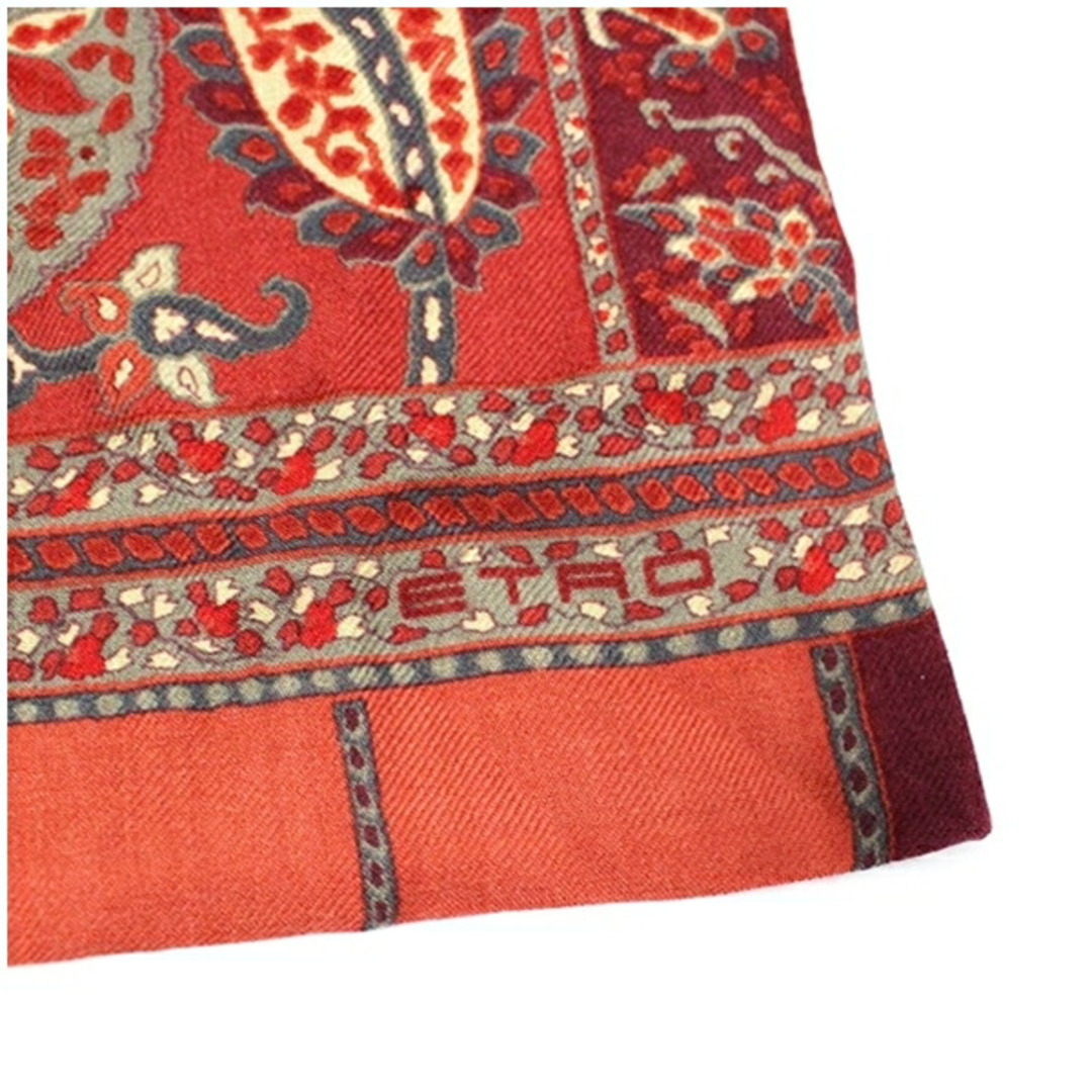 ETRO - エトロ ウール シルク ストール 長方形 レッド×ブラック ETRO - エトロ ウール シルク ストール 長方形 レッド×ブラック
