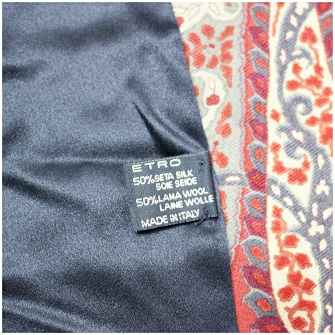 ETRO - エトロ ウール シルク ストール 長方形 レッド×ブラック ETRO - エトロ ウール シルク ストール 長方形 レッド×ブラック