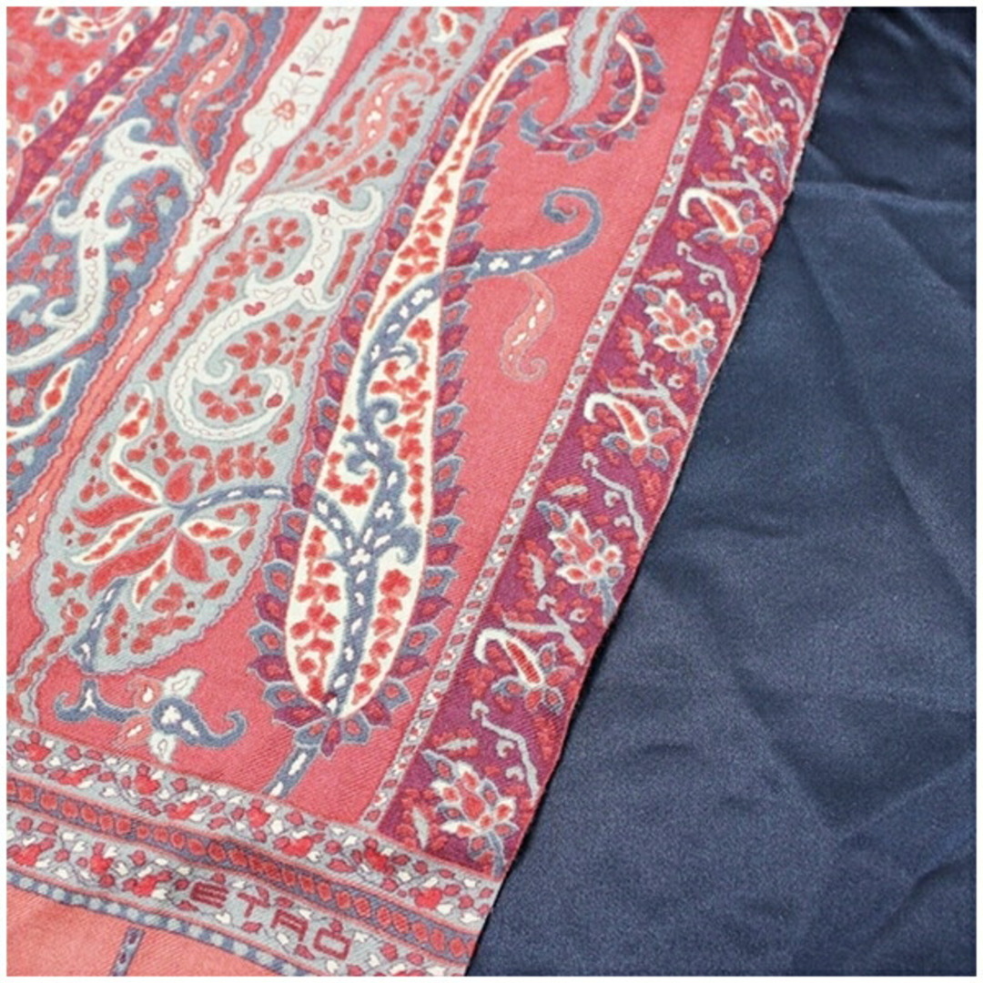 ETRO - エトロ ウール シルク ストール 長方形 レッド×ブラック ETRO - エトロ ウール シルク ストール 長方形 レッド×ブラック