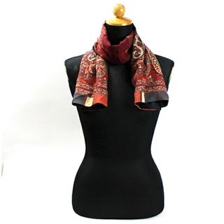 ETRO - エトロ ウール シルク ストール 長方形 レッド×ブラック ETRO - エトロ ウール シルク ストール 長方形 レッド×ブラック