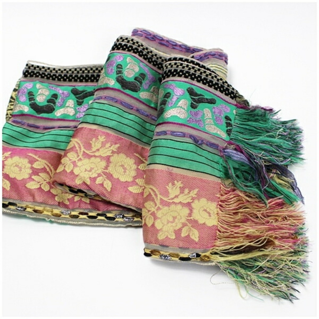 ETRO - エトロ レーヨン他 ストール 長方形 グリーン×マルチ ETRO - エトロ レーヨン他 ストール 長方形 グリーン×マルチ
