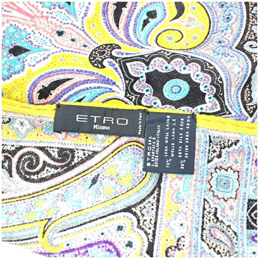 ETRO - エトロ ウール シルク ストール 長方形 マスタード ETRO - エトロ ウール シルク ストール 長方形 マスタード