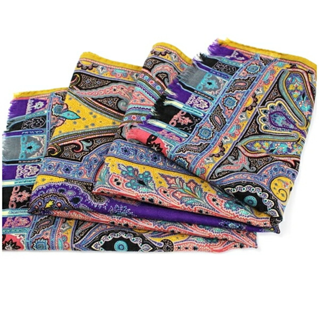 ETRO - エトロ ウール シルク ストール 長方形 マスタード ETRO - エトロ ウール シルク ストール 長方形 マスタード