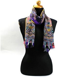 ETRO - エトロ ウール シルク ストール 長方形 マスタード ETRO - エトロ ウール シルク ストール 長方形 マスタード