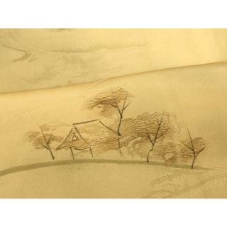 平和屋着物■上質な小紋　手描き　地紋起こし　風景樹林文　正絹　逸品　DAAQ1735we(着物)