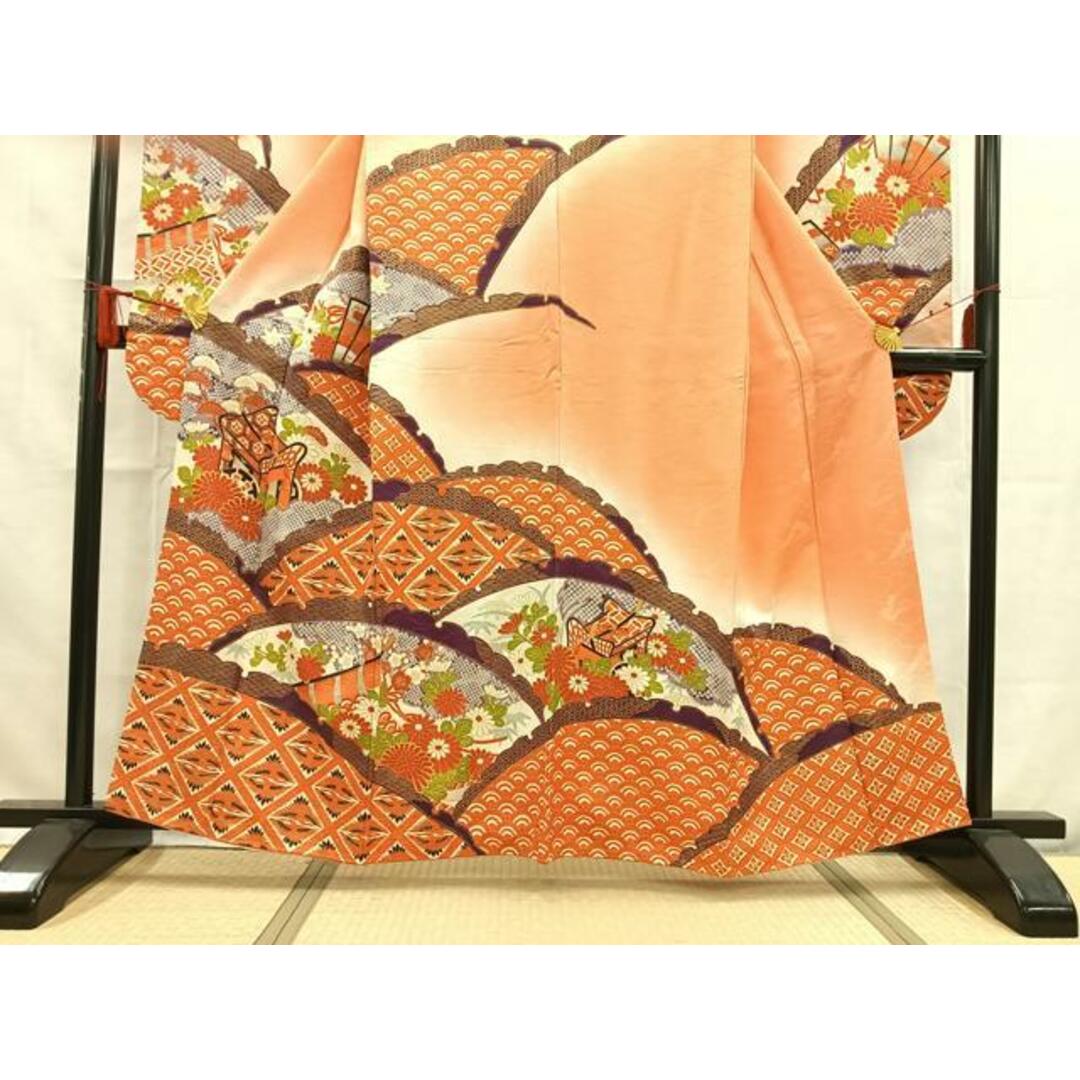 平和屋着物□豪華振袖 御所車花文 暈し染め 金彩 正絹 逸品 平和屋着物□豪華振袖 御所車花文 暈し染め 金彩 正絹 逸品